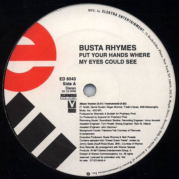 Busta Rhymes : Put Your Hands Where My Eyes Could See (12", Promo)