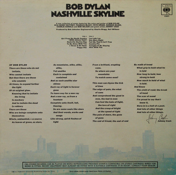 Bob Dylan : Nashville Skyline (LP, Album, RP)