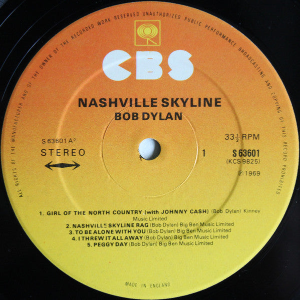 Bob Dylan : Nashville Skyline (LP, Album, RP)