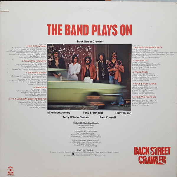 Back Street Crawler : The Band Plays On (LP, Album,  MO)