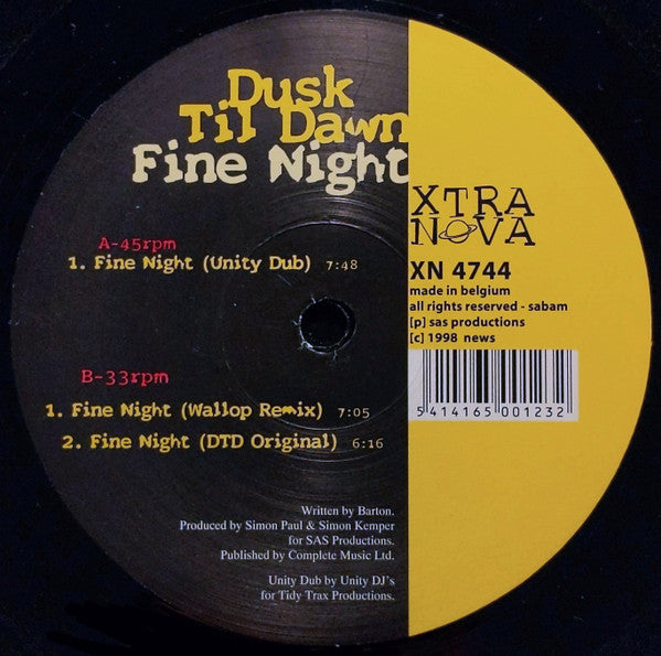 Dusk Til Dawn : Fine Night (12")