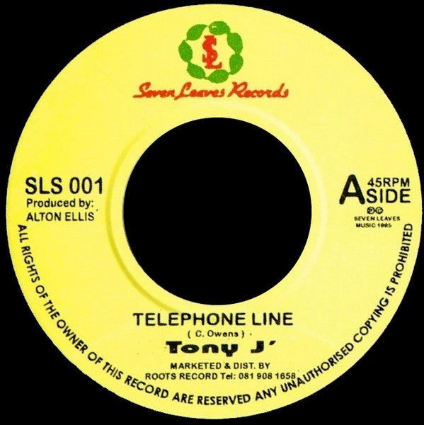Tony J : Telephone Line (7", Single)