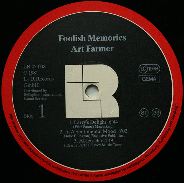 Art Farmer : Foolish Memories (LP, Album, RE)