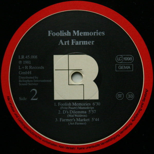 Art Farmer : Foolish Memories (LP, Album, RE)