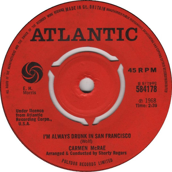 Carmen McRae : Elusive Butterfly / I'm Always Drunk In San Francisco (7", Single, 3-P)