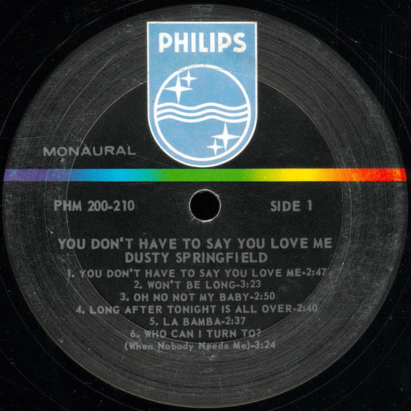 Dusty Springfield : You Don't Have To Say You Love Me (LP, Album, Mono)