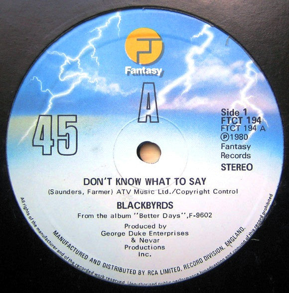 The Blackbyrds : Don't Know What To Say / Rock Creek Park (12")