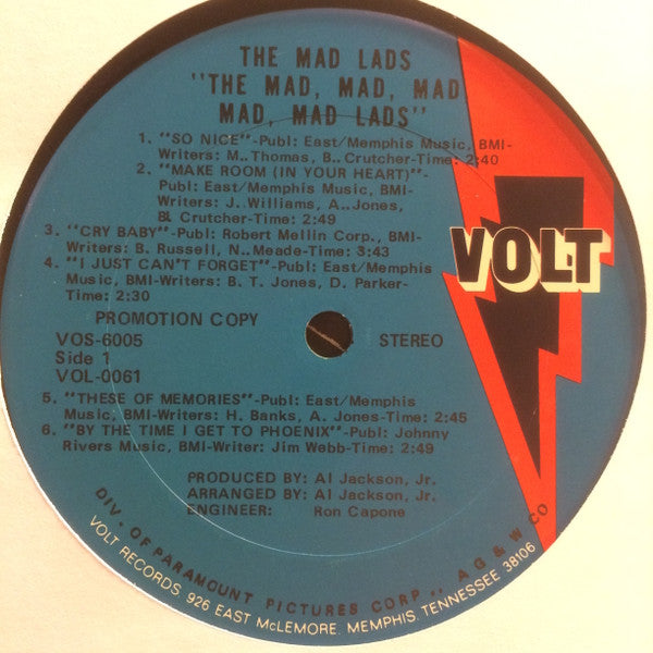 The Mad Lads : The Mad, Mad, Mad, Mad, Mad Lads (LP, Album, Promo, Ter)