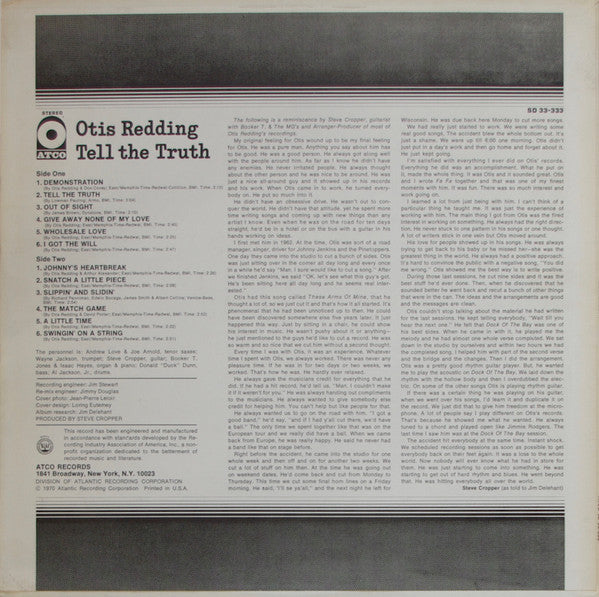 Otis Redding : Tell The Truth (LP, Album, CTH)
