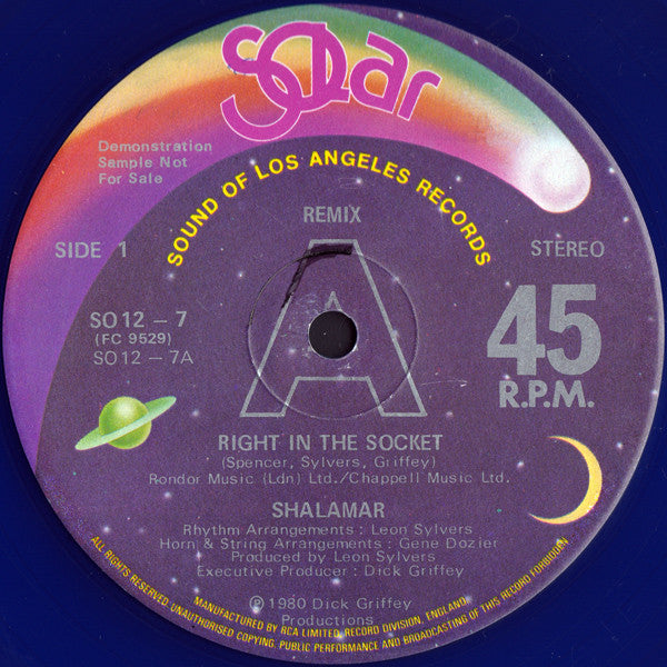 Shalamar : Right In The Socket (Remix) / The Second Time Around (12", Promo, Blu)