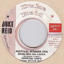Hopeton Lewis / Tommy McCook Quintet : Festival Winner 1970 Boom-Sha-Ka-Lacka / Dynamite (7", RE)