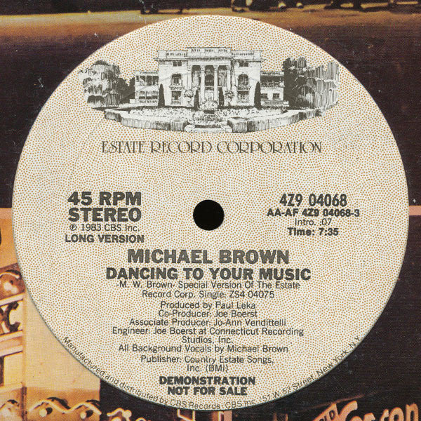Michael Brown (4) : Dancing To Your Music (12", Promo)
