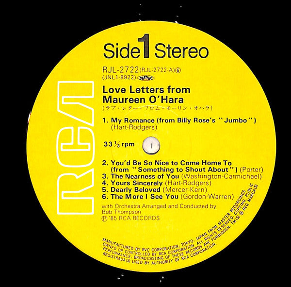 Maureen O'Hara, Bob Thompson : Love Letters From Maureen O'Hara (LP, Album, RE)