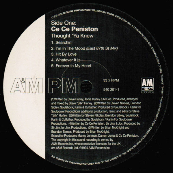 Ce Ce Peniston : Thought 'Ya Knew (2xLP, Album)