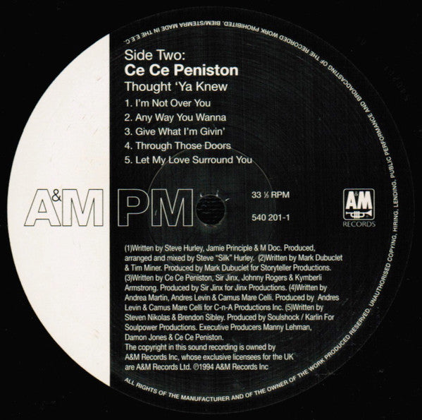 Ce Ce Peniston : Thought 'Ya Knew (2xLP, Album)