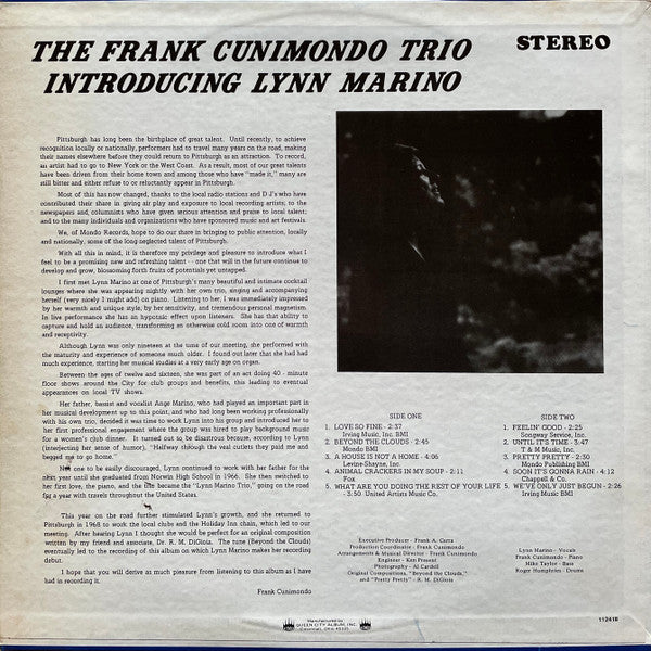 The Frank Cunimondo Trio Introducing Lynn Marino : The Frank Cunimondo Trio Introducing Lynn Marino (LP, Album)