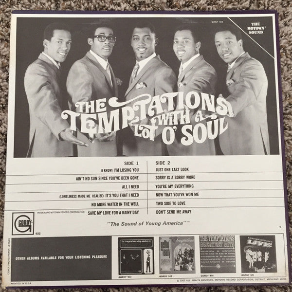 The Temptations : With A Lot O' Soul (LP, Album, RP)