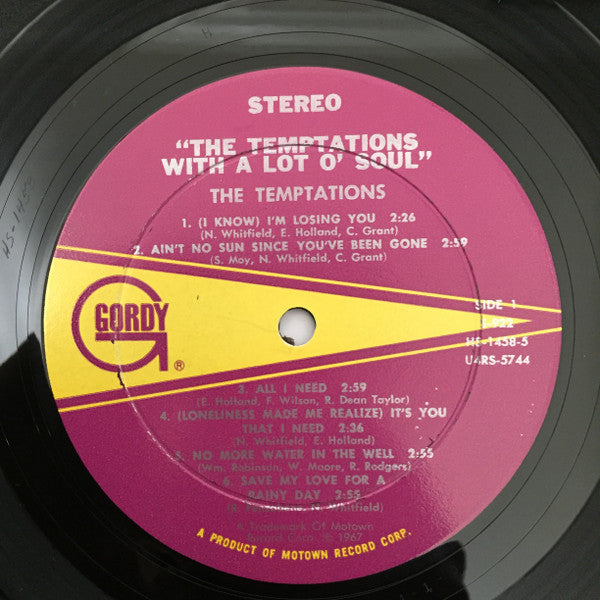 The Temptations : With A Lot O' Soul (LP, Album, RP)