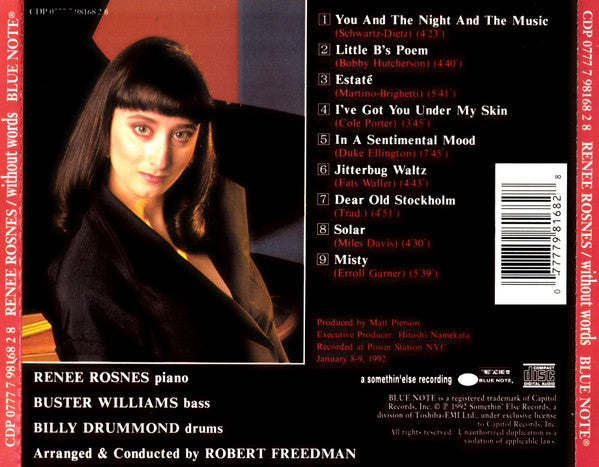 Renee Rosnes Trio With String Orchestra : Without Words (CD, Album)