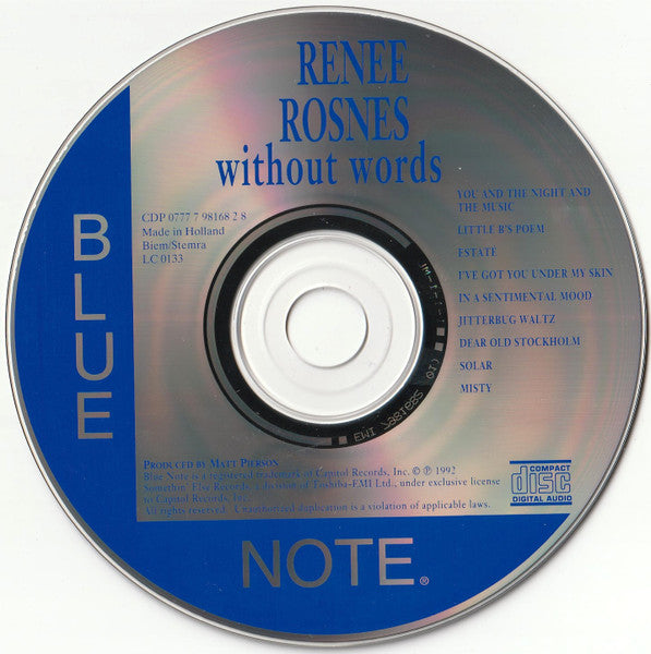 Renee Rosnes Trio With String Orchestra : Without Words (CD, Album)
