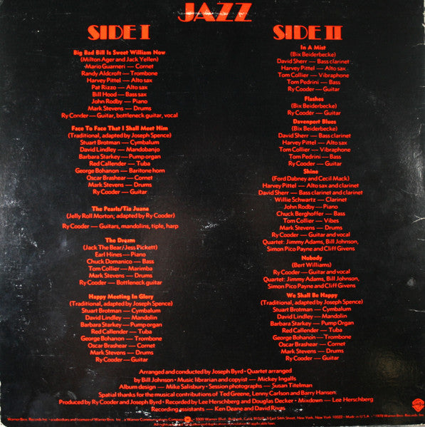 Ry Cooder : Jazz (LP, Album, Jac)