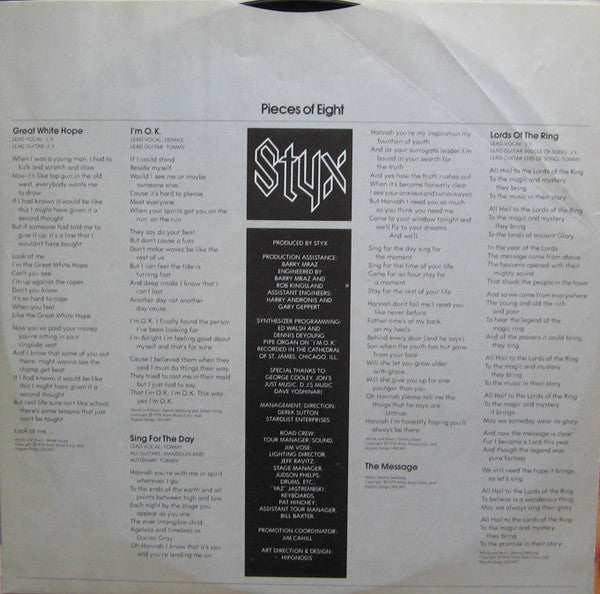Styx : Pieces Of Eight (LP, Album, Club, RE, CRC)