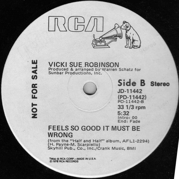 Vicki Sue Robinson : Nightime Fantasy / Feels So Good It Must Be Wrong  (12", Promo)