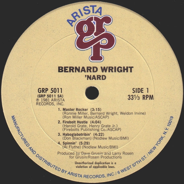 Bernard Wright : 'Nard (LP, Album, Pit)