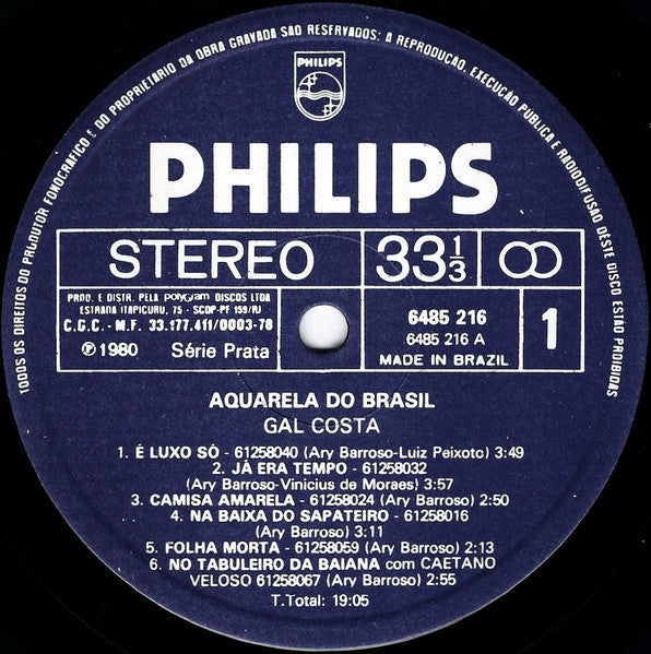 Gal Costa : Aquarela Do Brasil (LP, Album, Gat)