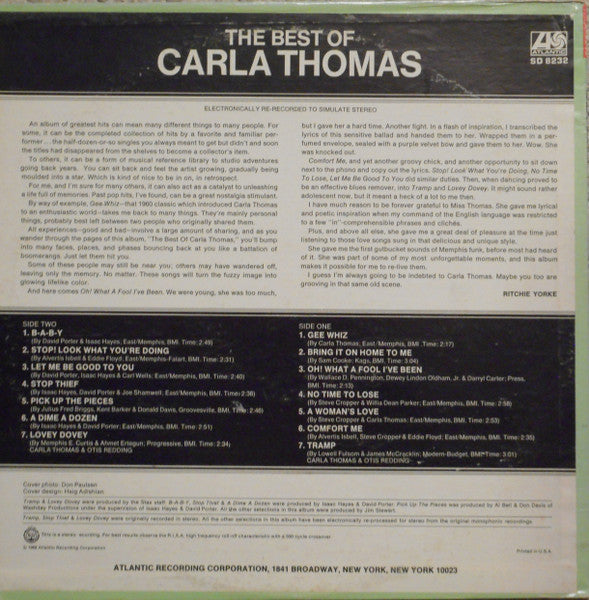 Carla Thomas : The Best Of Carla Thomas (LP, Comp, PR)