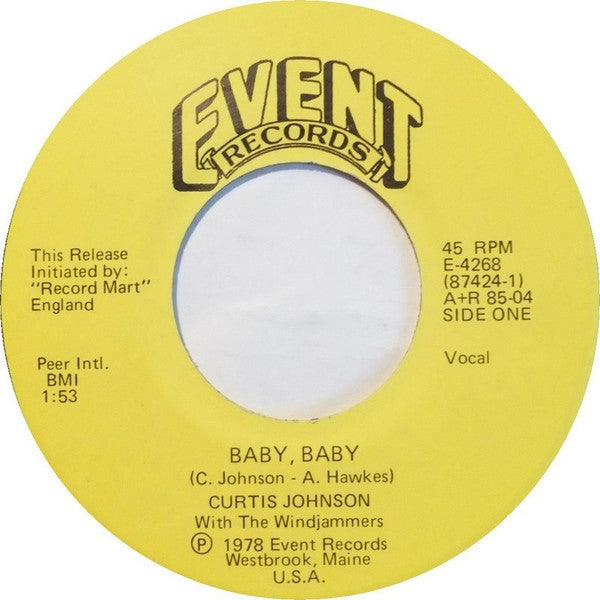Curtis Johnson And The Windjammers : Baby, Baby / Teenage Love Affair (7", RE)