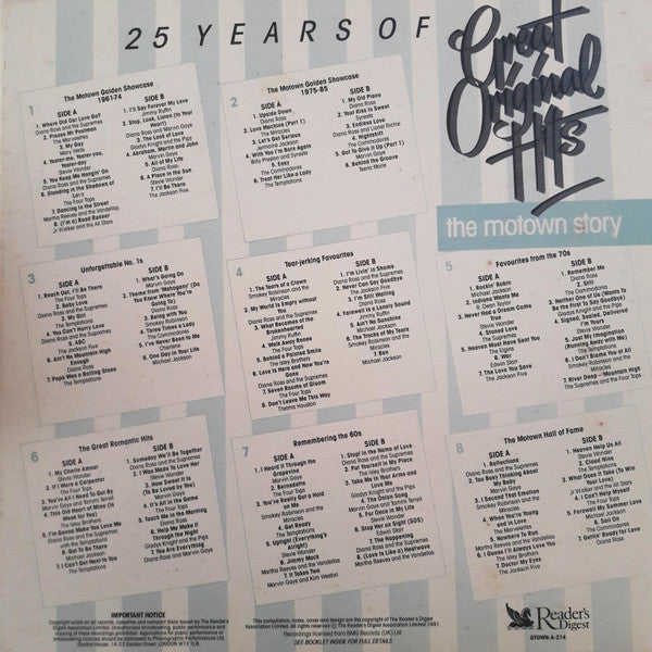 Various : 25 Years Of Great Original Hits - The Motown Story (8xLP, Comp)
