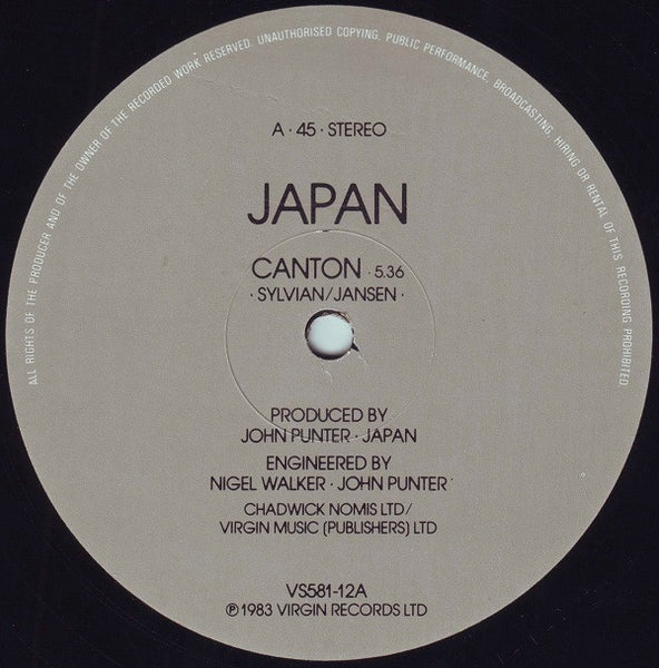 Japan : Canton / Visions Of China (Live) (12", Single, EMI)