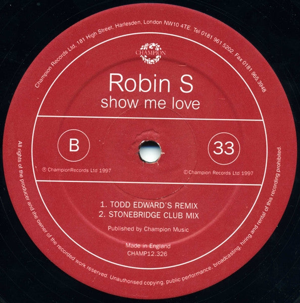 Robin S* : Show Me Love (12")