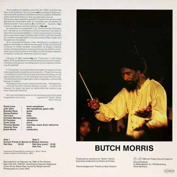 Butch Morris : Current Trends In Racism In Modern America (A Work In Progress) (LP, Album)