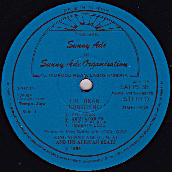 King Sunny Adé And His African Beats* : Conscience "Eri Okan" (LP, Album)