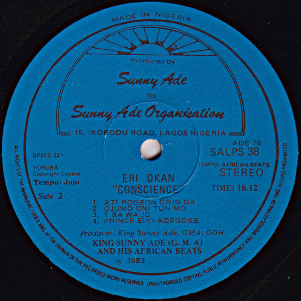 King Sunny Adé And His African Beats* : Conscience "Eri Okan" (LP, Album)