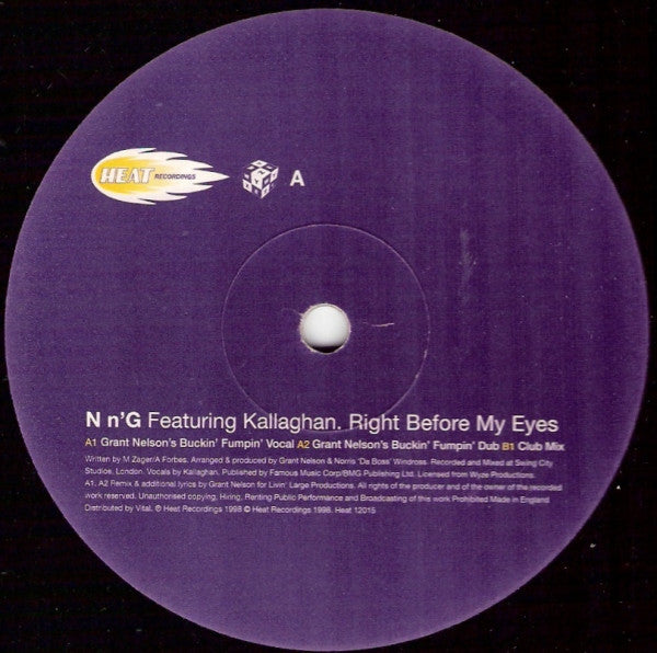 N'n'G Featuring Kallaghan : Right Before My Eyes (12")