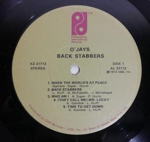 The O'Jays : Back Stabbers (LP, Album, Cap)