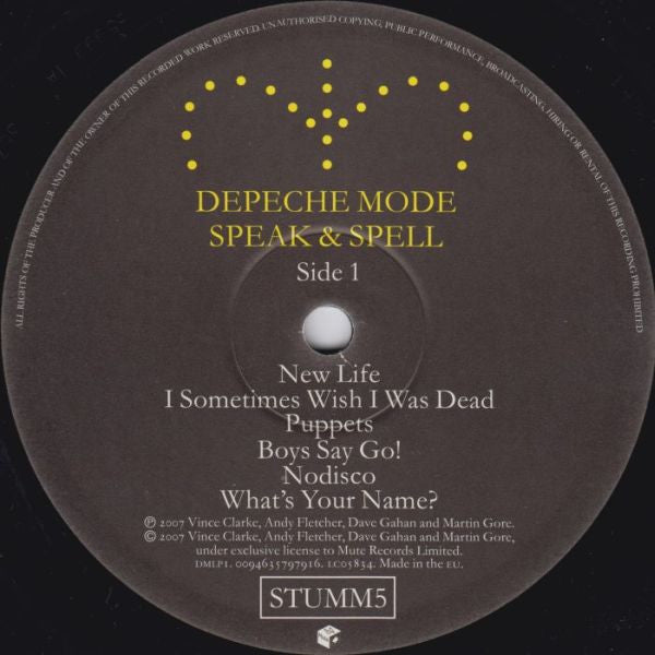 Depeche Mode : Speak & Spell (LP, Album, Ltd, RE, RM, Gat)