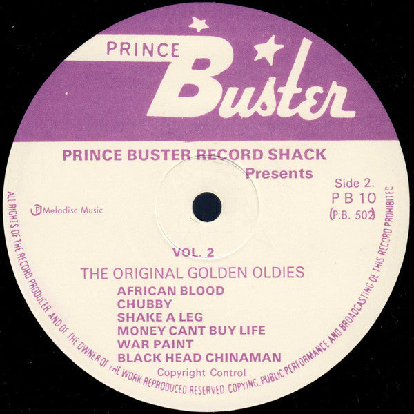 Prince Buster : Prince Buster Record Shack Presents The Original Golden Oldies Vol. 2 (LP, Comp, RE)