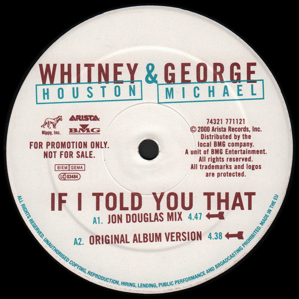 Whitney Houston & George Michael : If I Told You That (Remixes) (12", Single, Promo)