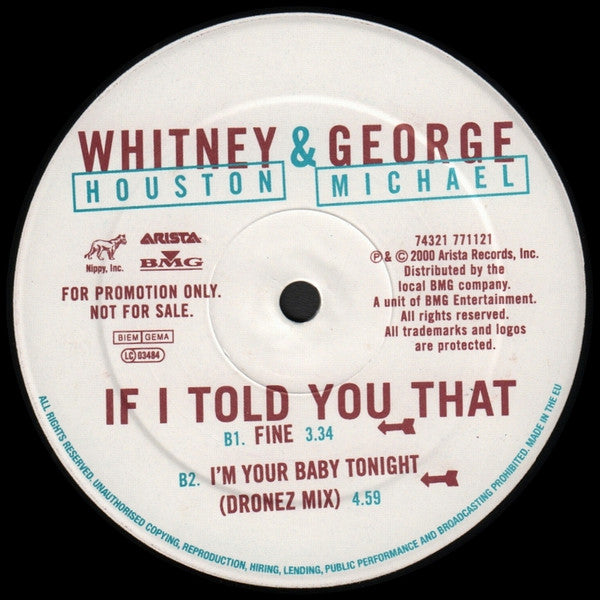 Whitney Houston & George Michael : If I Told You That (Remixes) (12", Single, Promo)