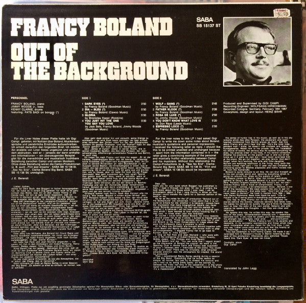 Francy Boland : Out Of The Background (LP, Album)