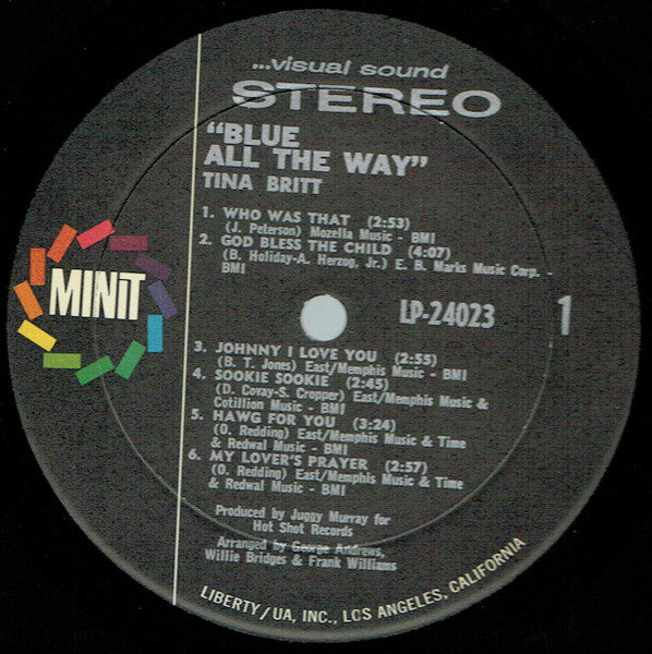 Tina Britt : Blue All The Way (LP, Album, M/Print)