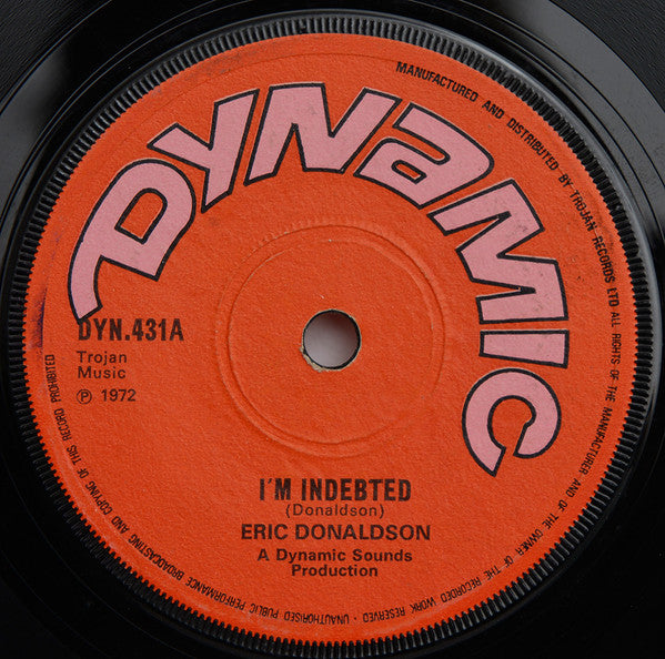 Eric Donaldson : I'm Indebted (7", Single, Sol)