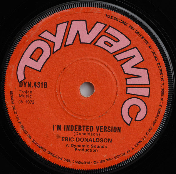 Eric Donaldson : I'm Indebted (7", Single, Sol)