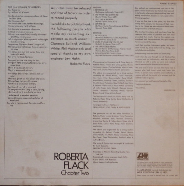 Roberta Flack : Chapter Two (LP, Album, RE)