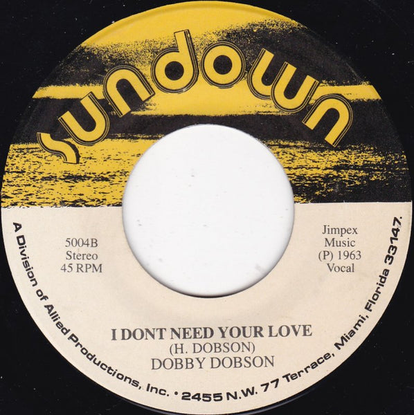 Dobby Dobson - Diamonds And Pearls / I Don't Need Your Love (7") Good Plus (G+)