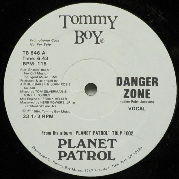 Planet Patrol : Danger Zone (12", Promo)